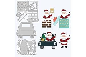 GLOBLELAND 3 Piezas Troqueles de Corte de Papá Noel de Navidad Caja de Chimenea de Metal Troqueles de Árbol Coche Plantillas para Hacer Tarjetas de Papel Decoración Bricolaje Álbum de Recortes