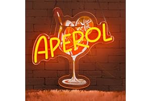 Lxmoneon Aperol Insegna al neon Cocktail Insegna al neon Insegne LED in vetro arancione dimmerabili tramite USB luci da parete al neon a LED per bar club cocktail feste caverne uomini cucina regalo