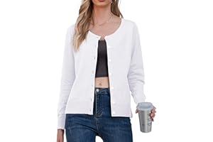 GRECERELLE Women's Button Down Crewneck Cardigan Knit Lightweight Long Sleeve Side Split Designer Jumper Cardigans Casual Outwear Tops for Dress Summer Evening Wedding