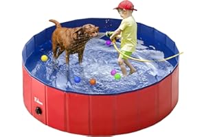 ‎FULOON Fuloon Hundepool fur Große Hunde & Kleine Hunde, Faltbarer Hunde Pool Planschbecken mit Ablassventil, Schwimmbad Hundebadewanne Für Kinder Hund Katze (80 * 20cm)