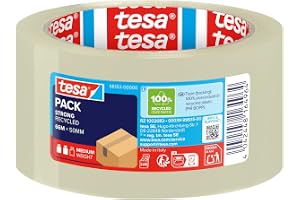 tesa tesapack STRONG RECYCLED - packtejp - 66 m x 50 mm | Förpackningstejp av 100 % återvunnen plast - UV- och åldringsbestän