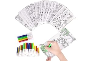Faburo 32pz Kit | 16 Astucci da Colorare + 16 Colori Penne, Bustine da Colorare Penna Colorata per Bambini, Sacchettini per Feste e Compleanni per Bambini Gadget Compleanno Astuccio per Natale