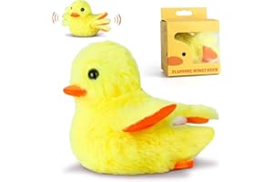 Delisouls Interaktives Katzenspielzeug, Gelbes Entenspielzeug für Katze, Elektrisches interaktives Katzenspielzeug, Wiederaufladbare, durch Berührung aktivierte Ente, Mit Realistischer Vogelstimme