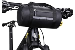 WILDKEN Bolsa Multifuncional para Manillar de Bicicleta,Cesta​de Almacenamiento de Marco Frontal de Bicicleta,Bolsa de Manillar con Tira Reflectante,Incluye Correa para el Hombro Extraíble(Negro)