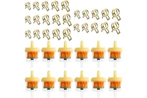 SPLDSUN 12 Pezzi Filtri Benzina Moto con 25 Pezzi Fermagli per Tubi, Universale di Filtri Benzina con Magnete, per Motocicli, Scooter, Motori per Tosaerba (6 mm, 7 mm, 8 mm, 9 mm, 10 mm)