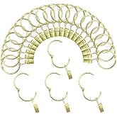 Opening Curtain Rings with Clips 3 Inner Diameter 24 Pack Rustproof Metal Hanging Ring Decorative Drapery Vintage Gold TXZWJZ