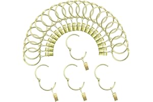 Öffnende Vorhangringe mit Clips, 3,8 cm Innendurchmesser, 24 Stück, rostfreie Metall-Kleiderbügel, dekorative Vorhänge, Vintage-Gold TXZWJZ