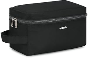 ECOHUB Neceser Hombre de Viaje, Impermeable Bolsa de Aseo, Bolsa Aseo con Separación Seco Húmedo, Neceser Organizador, Patente Pendiente(Negro-1)