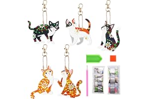 BANTI 5D Diamond Painting Anhänger Set Diamant Painting Schlüsselkettenanhänger für Kinder DIY Doppelseitige Keychain Diamond Malerei schlüsselbund Geschenkidee für Frauen Mädchen Junge 5 Stück