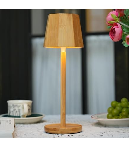 GUANSHAN Rattan-Tischlampe – Handgefertigt, Wabi-Sabi-Stil, 43 Cm Hoch, Mit LED-Birne
