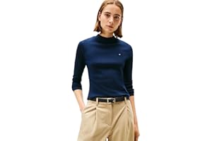 Tommy Hilfiger Damen Slim Cody Mock-nk Ls Ww0ww47307 L/S T-Shirt
