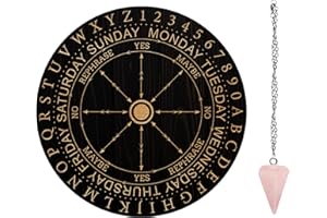 AHANDMAKER Weissagung Zeiger Pendel Board, 7.8" Wünschelrute Wahrsagerei Metaphysische Message Board Hölzerne Carven Board mit Kristall Pendel Halskette Weissagung für Hexerei Wiccan Altarbedarf Kit