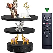 YGVQN Draaitafel Elektrisch 360°, Gemotoriseerd Draaiplateau met Display, Instelbare Snelheidsrichting, voor Sieraden, Horloges, Digitale Producten - Ideaal voor Video's en Social Media - Zwart