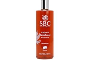 SBC Skincare Arnica & Sandalwood Muscle Soak - 500ml | Soothing Bubble Bath For Men And Women | Vegan Friendly Bath Soak | Bath Soak For Muscle Tension | Comforting Bubble Bath