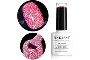 RARJSM Diamond Pink Glitter Nail Gel Polish,Glitter Gel Nail Polish,Bright Hot Pink Sparkle Nail Gel Soak off Requires Drying Under UV LED Lamp Nail Beauty Art Design Salon DIY Home 1Piece 7.5ML