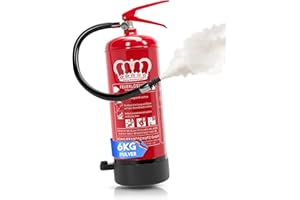 KÖNIG BRANDSCHUTZ GMBH König Feuerlöscher Pulver | 6 kg | Geeignet für die Brandklassen - ABC | Zertifiziert nach DIN EN3 | Dauerdruck 10 LE | Vielseitig einsetzbar | Inkl. Wandhalterung mit Manometer