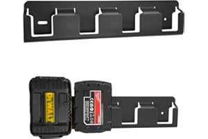OTUIAIM Soporte de Pared para 4 Baterías compatible con Dewalt 18V/20V y Milwaukee 18V, Soporte para Baterías de Acero Reforzado para Baterías de Herramientas M18, Montaje en Paneles Perforados y Paredes