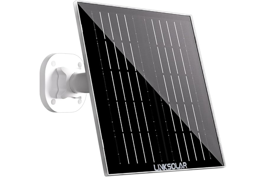 LinkSolar Solar Panel for Security Camera Doorbell Outdoor, 5W Solar Charger with Micro USB, DC & USB-C Port for Outdoor Rechargeable Battery Camera, IP65, 9.8ft Cable, 360°Adjustable Bracket