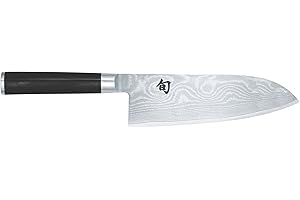 KAI Shun Classic gran Santoku 19 cm longitud de la hoja - Cuchillo de Damasco 32 capas núcleo VG MAX - 61 (±1) HRC - Mango de madera Pakka - Hecho en Japón - cuchillo de cocina japonés forjado