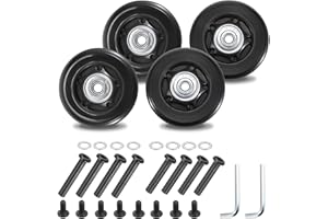 IGNPION 4pcs roulettes de Valise avec vis Noires Roues de Rechange réparation de roulements pour Valise de Bagage 60 * 17mm
