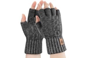 ARFNKIM Half Finger Gloves Winter Thickened Thermal Knitted Working Running Biking Driving Fingerless Gloves for Men Women