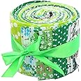 CraftsFabrics 20 pcs 2.4 Inches Pre-Cut Jelly Rolls Strips Fabric 100% Cotton (2.4x42 inches) (for Quilting, Scrapbooking, Arts & Crafts, DIY Projects) (Green)