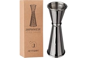 Jettory Jigger Giapponese 1oz / 2oz con Misure Interne | Strumento Professionale per Bar in Acciaio Inox 304 (nero)