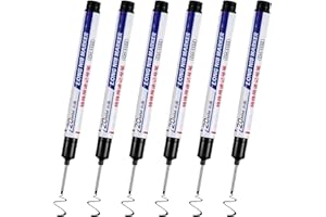 Bewudy 6 markerów głębokich otworów, 20 mm, bardzo długa końcówka, markery do otworów, tworzywo sztuczne, do drewna, tworzywa sztucznego, ścian, metalu, kartonu, pisaków (czarne)