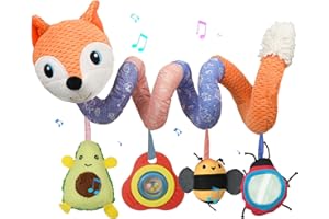 Coriver Spirale d'activité Bébé 0 3 6 12 Mois, Spirale Poussette Bebe avec Musique Bebe, Jouets Eveil pour Poussettes Jouet, Jouet Poussette Bebe pour 0+ Mois Garcon Fille, Jeux Eveil Bebe 0-3 Mois