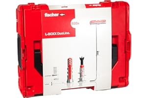 Fischer - DuoLine L-Boxx, boîtes assorties Chevilles DuoPower, DuoTec et DuoBlade, chevilles pour plaques de plâtre, briques, béton, diamètre 6, 8, 10, boîtes rigides et empilables de 833 pièces