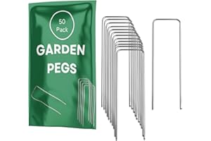 Green Thumbz Picchetti Telo Pacciamatura (4 pollici) 50 pezzi, Picchetti Giardino a terra Chiodi Per Telo Pacciamatura, Picchetti Pacciamatura per fissare reti, Ganci Per Telo Pacciamatura