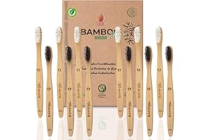 EUDAI Bamboo Clean Family Brosses à dents en bambou Brosses à poils doux sans BPA à dents en bambou naturel et écologique biodégradables et compostables