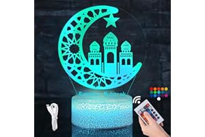 Mecctuck Ramadan Decoration,LED Eid Mubarak Lampe Lanterne,Décoration de Table Ramadan,Lampe Ramadan,Décoration Eid Mubarak,Cadeau Aid Moubarak,Ramadan Decoration Table,Cadeau Islamique pour Ramadan