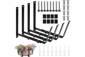 DANDELIONSKY Confezione da 4 staffe regolabili per fioriere, in ferro resistente, montaggio a parete, per ringhiere, terrazze, finestre, pareti, giardini, recinzioni, patio, balconi
