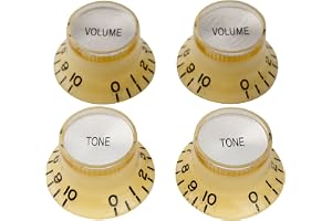 Musiclily Pro Tum Storlek Gitarr Reflector Cap Knobs Cream & Kromplatta 4st
