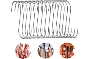 JOKILY 15 Stück Fleischerhaken, 15cm S Haken, Fleischerhaken Edelstahl, Küchenhaken Fleischhaken Fischhaken mit Spitzen Ende, Robust und Langlebige Metzgerhaken für Fleisch Räuchern, Fleischverarbeitung, BBQ