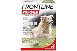 PET BAZAAR FRONTLINE WORMER - XL Worming Tablets for Dogs - 2 Tablets | Wormer Tablets for Large Dogs and Puppies | For 17.5Kg+ Dogs