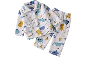 SoLu DAY8 Ensemble Enfant Garçon Hiver Chaud 2-14 Ans Polaire Dessin Animé Ensemble Ado Garçon Pantalon Et Chemise Manches Longues Velours Confortable Casual Vacances