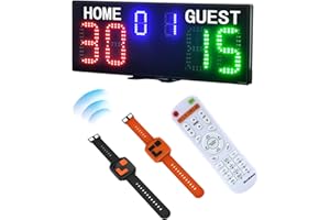 Ousmile Electronic Scoreboard, Portable Digital Scoreboard with Remote, Tennis Score and Normal Score, Basketbal Scoreboard with Wrist-Watches, Score Keeper for Ping Pong Football Baseball