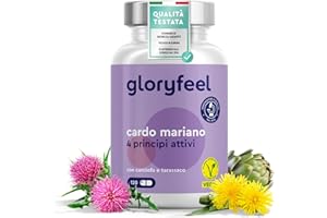 GLORYFEEL Complesso di Cardo Mariano, con Carciofo, Dente di leone, 120 capsule, Alto dosaggio Silimarina, Qualità Premium, Integratore Depurativo Fegato, senza Stearato di Magnesio, 100% Naturale, Vegano