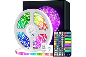 LED Strip Lights with Remote, LATKRUU 15M LED Lights with Bluetooth APP & 44-Keys Remote, Music Sync Colour Changing Mood Led Light Strip RGB Lights 5050 LED Lights for Bedroom Home Party Christmas