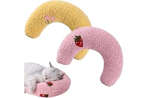 KYSUN 2 Stück Kissen für Katzen Hunde U-förmiges Kissen zum Schlafen, Haustierkissen Katzenkissen Plüsch Haustierspielzeug zum Schlafen Katze Kuscheltier für Ausruhen, Spielen