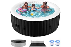 Obqer Inflatable Hot Tub 4 Person, 2400W Blow Up Hot Tubs, Leak-Proof Portable SPA Pool with 120 Air Jets, Lid & Heating, 799L, Rapid Heating, Freeze Protection, Relax Bubble Massage, 71x71x25 Inch