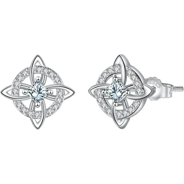 Orecchini a bottone con nodo celtico in argento sterling / oro / oro rosa ipoallergenici - Italia
