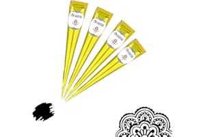 4 coni di hennè FADEDA | 4 x 25 g pasta naturale | nero | 100% vegetale | pronto all'uso e senza PPD | Vegano | Biologico | Halal | Mehandi | Mehndi
