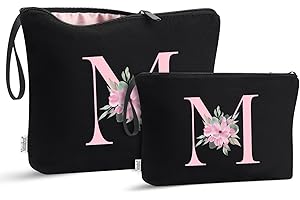 Vavabox Kulturbeutel-Set, Geburtstagsgeschenke für Frauen, Reise-Kulturbeutel mit Griff, 2-teilig, Schwarz, M