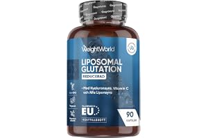 Liposomal L Glutation (reducerad) – 1000 mg per portion – Med Vitamin C, hyaluronsyra, fosfolipid komplex (från icke-GMO solroslecitin) och alfa liponsyra – 90 kapslar – WeightWorld