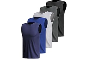 HIOUTDOOR 3 Or 5er Pack Sport Tank Top Herren äRmellos Shirt Fitness Achselshirt Schnelltrocknend Muskelshirt Atmungsaktiv Laufshirt Tanktop Gym Funktionsshirt Sleeveless Sportshirt Westen Multipack