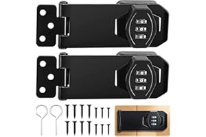 YOUNGSAY 2 Pezzi Trappola con Serratura a Combinazione, 3 Cifre Serratura a Combinazione con Codice Numerico 4 Pollici con Viti Fibbia Serratura Hasp Lock per Armadio Piccole Porte Armadi
