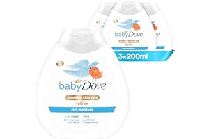 Baby Dove Rich Moisture Baby Lotion - Soothing & Nourishing for Newborns & Infants, Gentle Moisturiser for Dry, Sensitive Skin, Daily Skincare with Delicate Scent, All-Day Hydration - 200ml, Pack of 3